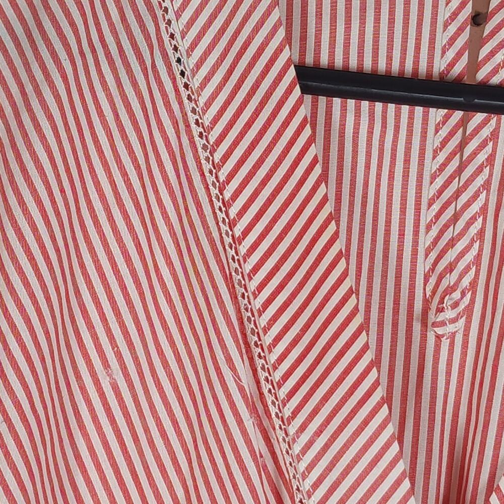 Comptoir Des Cotonniers Women's SzM Red Striped Short Sleeve V Neck Dress Nwt - Picture 11 of 11